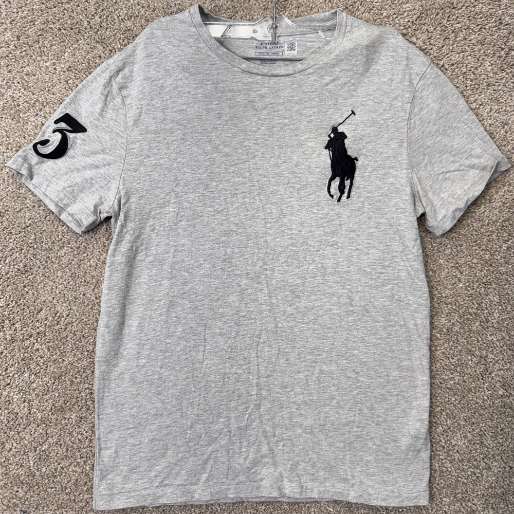 Polo Ralph Lauren T-Shirt Mens S Big Pony Heather Gray Short Sleeve EUC